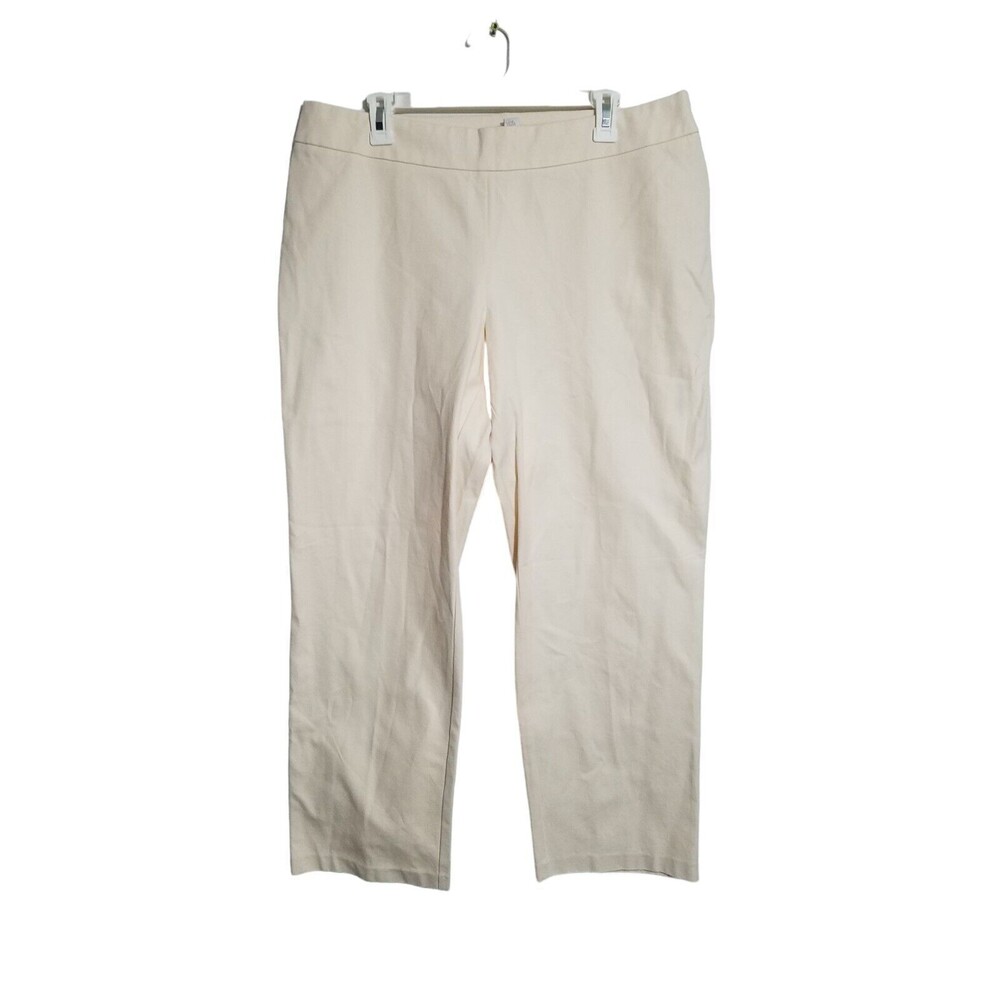 Chicos Size 3 Short Dress Pants Career Slimming Nylon Spandex Blend Beige Pants